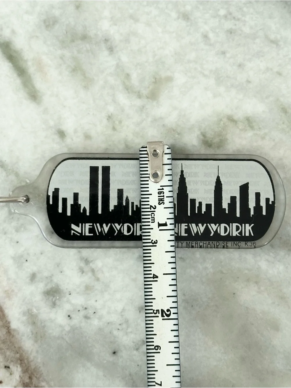 Vintage 1991 New York, New York City Skyline Souvenir Keychain With Twin Towers